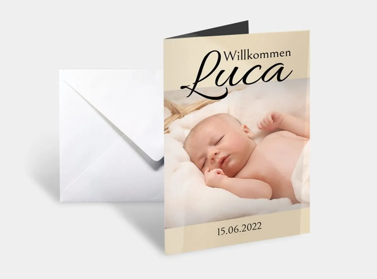 Babykarten und Geburtskarten - Klappkarten im Hochformat - Luca