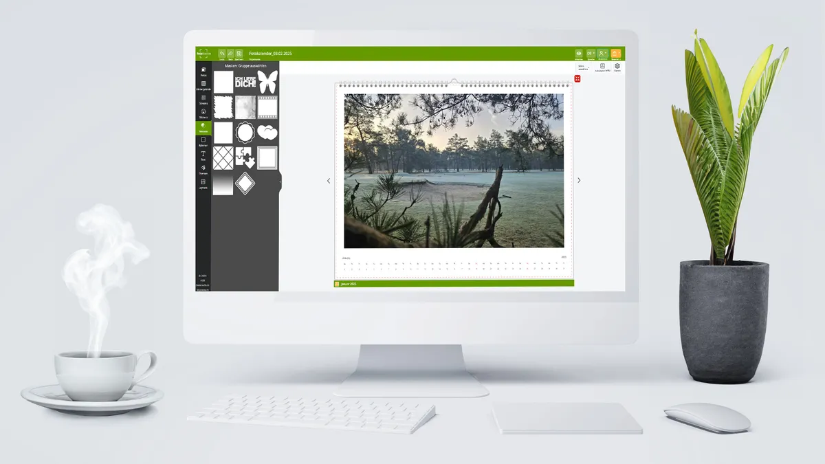 Kostenloser Online Designer für die schnelle und einfache Gestaltung von Fotokalendern am Rechner