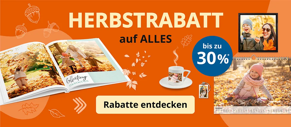 Fotobücher, Fotokalender & mehr zum besten Preis im Herbstangebot sichern