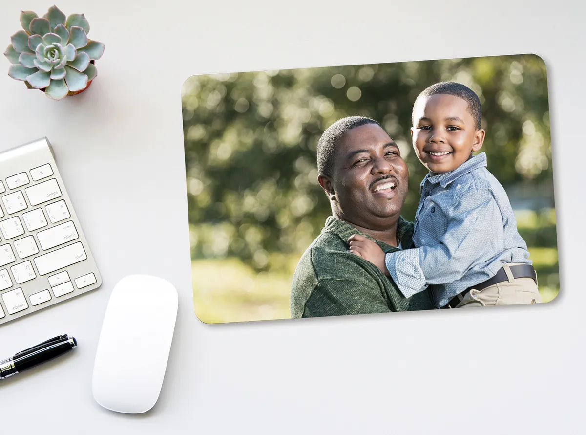 Mousepad mit Foto von Vater und Sohn